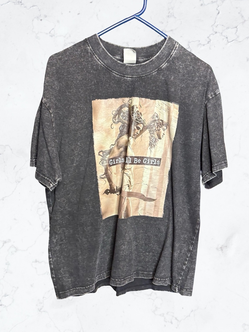 Graphic Tee "Girls'll Be Girls" - Washed Black